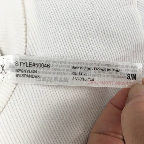 ANWND Women's White Long Sleeve Rib Knit Cropped Top with String Tie - S/M - Picture 11 of 15